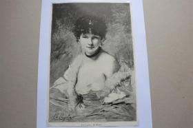 【百元包邮】《五月玫瑰》（Die Mairose） 1897年 小幅木刻版画  卡纸尺寸29.7×21厘米   （货号500979）