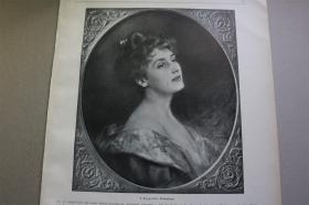 【百元包邮】《美女》（studienkopf） 1902年    平版印刷画     尺寸约29*41厘米   （货号501126）