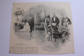 【百元包邮】《在大堂》（im foyer)     1893年      小幅套色木刻版画   卡纸尺寸29.7×42厘米   （货号501570）