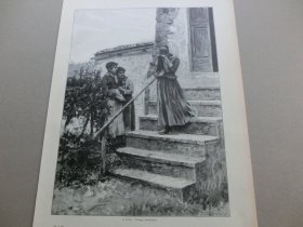 【百元包邮】《悲伤的消息》（Traurige Nachrichten）1892年，大幅木刻版画， 纸张尺寸约41×28厘米。出自出自19世纪意大利画家， 阿图罗·法尔迪（Arturo Faldi，1856–1911）的水彩画作品