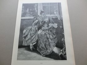 【百元包邮】《鹦鹉学舌》（Gelehrige Schuler） 1892年，大幅木刻版画， 纸张尺寸约41×28厘米。出自19世纪德国画家，阿尔伯特·劳德尼茨（Albert Raudnitz，1859-1915）绘画作品。