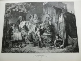 【百元包邮】《儿童乐园：木偶戏》（Das Marionettenspiel） 1882年木刻版画， 纸张尺寸约41×28厘米。出自19世纪德国画家，雅各布·格林沃尔德（Jakob Grünenwald，1821–1896）的油画作品