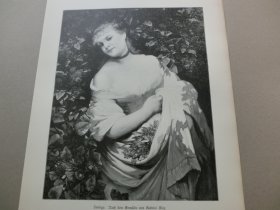 【百元包邮】《美女和丁香花》（Syringa）  1894年，木刻版画， 纸张尺寸约41×28厘米。