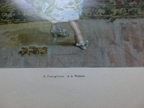 【百元包邮】《身着华托服的女郎》（A la Watteau） 1894年，彩色平版印刷画， 纸张尺寸约41×28厘米。