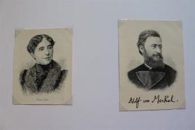 【百元包邮】    《科图夫人》（frau cottu ）  《acloty von meckel》（acloty von meckel）  1893年       小幅木刻版画     卡纸尺寸29.7×21厘米   （货号501531）