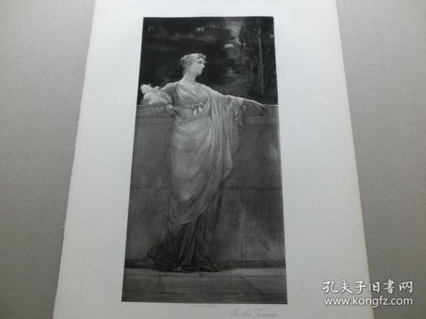 【百元包邮】《露台上的女人》（ON THE TERRACE）1888年 照相版画 纸张尺寸约41.3×28.8厘米 （货号T001620）