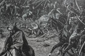 【百元包邮】《沃特之战》 （nach der schlacht von wörth）  1881年     巨幅木刻版画尺寸约 54×41厘米  （货号501462）