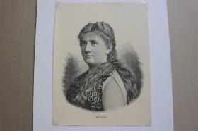 【百元包邮】《美女像》(rosa sucher)  1890年小幅木刻版画  卡纸尺寸约21*29.5厘米      （货号502032）