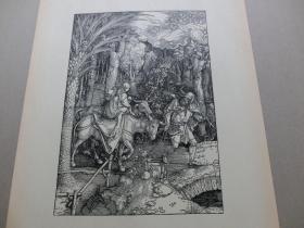 【百元包邮】 大幅 丢勒（Albrecht Dürer）作品系列之56 《逃往》 木刻版画 1910年代 木刻版画 纸张尺寸约47.8×34厘米 （货号XK0075）