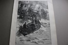【百元包邮】《水手的圣诞礼物》（Seemanns Weihnachten）  1890年木刻版画    尺寸约41*29厘米   （货号501012）
