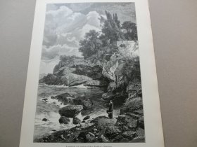 【百元包邮】《神话般的景观级人物.佩内洛普》（landschaft mit mythologischer staffage:penelope） 1894年，木刻版画， 纸张尺寸约41×28厘米。出自德国画家，埃德蒙·卡诺尔德特（Edmund Friedrich Kanoldt，1845-1904）绘画作品。