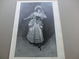 【百元包邮】《时尚交际花》（Prosit！） 1892年，大幅木刻版画， 纸张尺寸约41×28厘米。出自19世纪波兰画家，约瑟夫·沃金斯基（Jozef Wodzinski，1859-1915）的原创木刻作品
