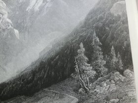 【百元包邮】《风景画：阿尔卑斯南麓，多洛米蒂山谷的童话小镇塔弗伊，意大利南蒂罗尔》（Trafoi in Tirol）1882年，木刻版画， 纸张尺寸约41×28厘米。出自19世纪德国风景画家，Karl Heyn（1834–1906）的原创木刻作品 -- 多洛米蒂山谷位于意大利东北部，是阿尔卑斯山系南麓的组成部分，世界著名的旅游胜地，风景如画，山峦起伏，奇峰林立；置身其中，宛若童话世界
