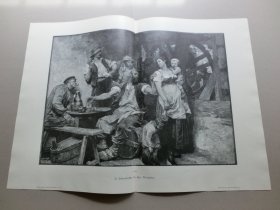 【百元包邮】《小酒馆》（In der Schänke）1894年，大幅木刻版画， 纸张尺寸约56×41厘米。法国现实主义画家莱昂·奥古斯汀·莱尔米特(Léon Augustin Lhermitte,1844 - 1925年)作品