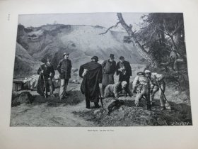 【百元包邮】《猎犬寻猎记》（Am Orte der That）1892年，木刻版画， 纸张尺寸约41×28厘米。出自19世纪德国画家，埃米尔·奈德（Emil Neide，1843–1908）的原创木刻作品