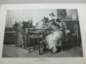 【百元包邮】《长子，家庭新成员》 （Der Erstgeborene）  1894年，木刻版画， 纸张尺寸约41×28厘米。埃吉斯托·兰斯洛托（Egisto Lancerotto，1848年8月21日- 1916年5月31日)是意大利画家，主要研究威尼斯风景画。