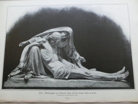 【百元包邮】《怜爱图》（pieta）1894年，木刻版画， 纸张尺寸约41×28厘米。乔瓦尼·杜布列(Giovanni Dupre，1817—1882年)，19世纪意大利新古典主义雕刻家，出生于意大利中部城市西耶那(Siena)。杜布列早年深受意大利新古典主义的代表人物、雕刻家卡诺瓦的影响。他擅长大理石雕刻，精通意大利完美的传统雕刻技法，严格遵循古典主义的创作原则