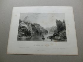 【百元包邮】 1840年代《肇庆府,羚羊峡》 中国题材钢版画 托马斯.阿罗姆 (Thomas Allom)作品 纸张尺寸约27×20.5厘米