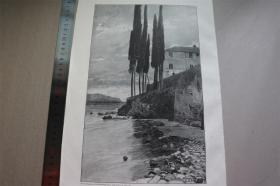 【百元包邮】《Bei st. Michele》  1905年木刻版画    尺寸约40*26厘米  （货号501685）