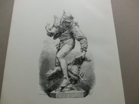 【百元包邮】《 偷鹅贼》（ der gansedieb,preisgekronte brunnensigur ）1880年，木刻版画， 纸张尺寸约41×28厘米。