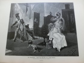 【百元包邮】《战争年代》（In Kriegszeiten） 1894年，木刻版画， 纸张尺寸约41×28厘米。出自德国画家，约瑟夫·伊曼纽尔·韦瑟（Joseph Emanuel Weiser，1847–1911）油画