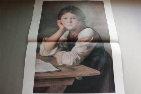 【百元包邮】巨幅《山上的孩子》(ein kind der berge)  1890年巨幅彩色平版印刷画    尺寸约56*41厘米  （货号501822）