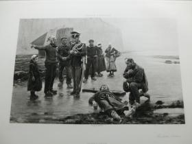 【百元包邮】《海难》（WASHED ASHORE）1888年 照相版画 纸张尺寸约41.3×28.8厘米 （货号T001638）