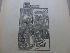 【百元包邮】 大幅 丢勒（Albrecht Dürer）作品系列之1 《圣杰罗姆为狮子除刺》 木刻版画 1910年代 木刻版画 纸张尺寸约47.8×34厘米（货号XK0143）