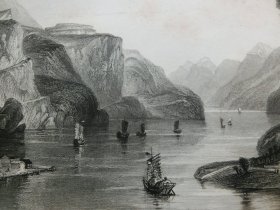 【百元包邮】 1840年代《肇庆府,羚羊峡》 中国题材钢版画 托马斯.阿罗姆 (Thomas Allom)作品 纸张尺寸约27×20.5厘米