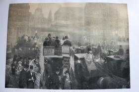【百元包邮】《雾都伦敦》（london bei einfallendem nebel） 1902年    平版印刷画     尺寸约29*41厘米   （货号501123）