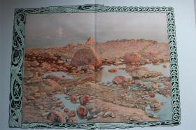 【百元包邮】《日落时的北欧岩石海岸》（nordische felsenküste bei sonnenuntergang）  1897 年   巨幅木刻版画     尺寸约 41*56厘米 （货号500939）