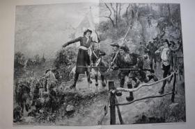 【百元包邮】《1793年旺代起义》（aus dem aufstand der vendee ）    1897 年   巨幅木刻版画     尺寸约 41*56厘米 （货号500919）