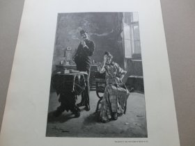 【百元包邮】《欢度蜜月》（Flitterwochen）1892年，大幅木刻版画， 纸张尺寸约41×28厘米。出自匈牙利画家，Tihamer von Margitay（1859–1922）的油画作品