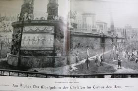 【百元包邮】《尼禄马戏团中基督徒的殉难》（das martyrium der christen im circus des nero）  1902年   巨幅平版印刷画   尺寸约58*41厘米   （货号501148）
