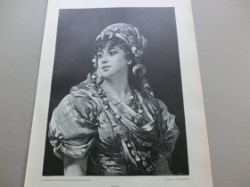 【百元包邮】《耶弗他的女儿》（Die Tochter Jephthas） 1892年，大幅木刻版画， 纸张尺寸约41×28厘米。出自德国画家纳撒尼尔·西切尔（Nathaniel Sichel ）油画作品，他以刻画富有表现力的女性形象而闻名