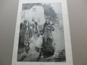 【百元包邮】《无家可归》（Gemieden） 1893年，木刻版画， 纸张尺寸约41×28厘米。
