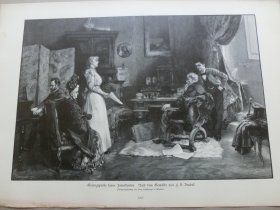【百元包邮】《舞会上的唱歌排练》（Gesangsprobe beim Jntendanten）1894年，木刻版画， 纸张尺寸约41×28厘米。