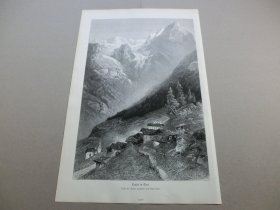 【百元包邮】《风景画：阿尔卑斯南麓，多洛米蒂山谷的童话小镇塔弗伊，意大利南蒂罗尔》（Trafoi in Tirol）1882年，木刻版画， 纸张尺寸约41×28厘米。出自19世纪德国风景画家，Karl Heyn（1834–1906）的原创木刻作品 -- 多洛米蒂山谷位于意大利东北部，是阿尔卑斯山系南麓的组成部分，世界著名的旅游胜地，风景如画，山峦起伏，奇峰林立；置身其中，宛若童话世界