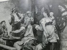 【百元包邮】《小酒馆》（In der Schänke）1894年，大幅木刻版画， 纸张尺寸约56×41厘米。法国现实主义画家莱昂·奥古斯汀·莱尔米特(Léon Augustin Lhermitte,1844 - 1925年)作品
