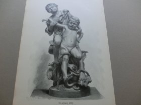 【百元包邮】《被章鱼緾住的儿童》（Der Gefangene Fischer）1894年，木刻版画， 纸张尺寸约41×28厘米。=