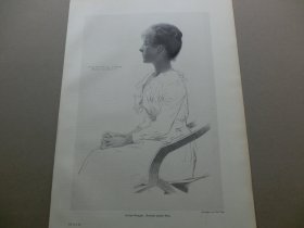 【百元包邮】《画家妻女像》（Portrait meiner Frau）1893年，木刻版画， 纸张尺寸约41×28厘米。