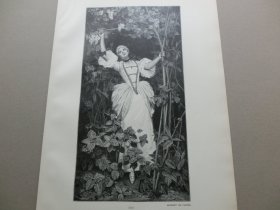 【百元包邮】《花仙子》（Unter Blüthen） 1893年，木刻版画， 纸张尺寸约41×28厘米。出自意大利画家阿方索·萨维尼（Alfonso Savini,1836-1908）油画作品，以创作风俗画和花卉画而闻名