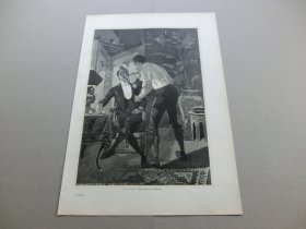【百元包邮】《求爱的瞬间》（Liebeswerbung）1892年，大幅木刻版画， 纸张尺寸约41×28厘米。出自19世纪著名奥地利画家，尤金·冯·布拉斯（Eugene von Blaas，1843-1932）的油画作品