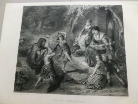 【百元包邮】《袓母和跳舞女孩》(THE TWO GRANDMOTHERS) 1861年钢版画 源自艺术日志 伦敦文切公司出品 纸张尺寸约32.5×22.8厘米