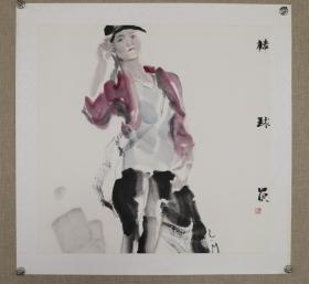 安徽省美术家协会会员 高令敏 人物 67.5×67 镜片