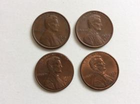 美国硬币4个--1美分【1971,1977,1982,1993】