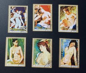 外邮盖销票：赤道几内亚绘画邮票6枚合售