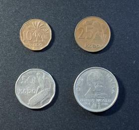 外国硬币：尼日利亚硬币4枚合售