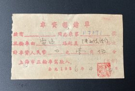 纸品（票证类）：上海市三轮车车资报销单（1956年）