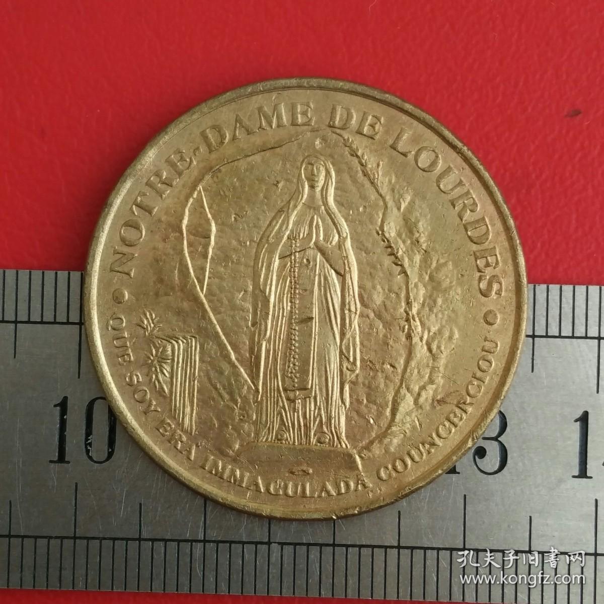 S075旧铜法国卢瓦尔省胜母院胜女硬币1844-1879铜牌铜章珍藏收藏